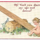 Cupid SeeSaw Tuck Vintage Valentine Postcard
