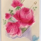 Roses Airbrushed Embossed Vintage Birthday Postcard