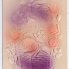 Roses in Basket Airbrushed Embossed Vintage Birthday Postcard