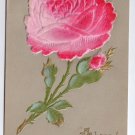Felt Flower Embossed Gold Vintage New YearPostcard