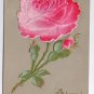 Felt Flower Embossed Gold Vintage New YearPostcard