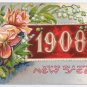 1908 Roses Embossed Vintage New Year Postcard