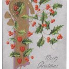 Horseshoe Hearts Holly Silver UND Vintage Christmas Postcard
