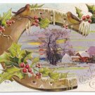 Horseshoe Farm Embossed Gilt Vintage Christmas Postcard