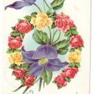 Horseshoe of Roses Vintage Easter Postcard 1910