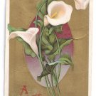 Calla Lilies Gold Embossed Vintage Easter Postcard 1910