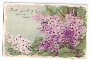 Lilacs Embossed Glitter UND Vintage Easter Postcard 1906