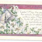 Whitney Lilies Bells Embossed Vintage Easter Postcard 1925