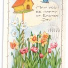 Whitney Blue Birds Garden Embossed Vintage Easter Postcard 1924