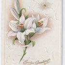 Lilies Star Embossed Vintage Easter Postcard 1916