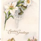 Lilies Chicks Embossed Vintage Easter Postcard SB 1915