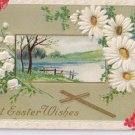 Cross Daisies Embossed Vintage Easter Postcard