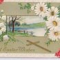 Cross Daisies Embossed Vintage Easter Postcard