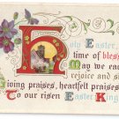 Arts & Crafts Illuminated Letter Vintage Easter Motto Postcard