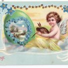 Angel Cherub Painting Egg Embossed Antique Easter Postcard 1908