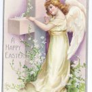 Angel Cross Embossed silver Gilt Vintage Easter Postcard