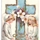 Angels Cross Narcissus Embossed Vintage Easter Postcard 1908