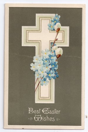 Cross Embossed Vintage Easter Postcard
