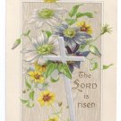 Silver Cross Embossed Silver Gilt Vintage Easter Postcard 1909