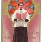 Choir Boy Embossed Gilt Vintage Easter Postcard 1909