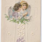 Angels Lilies Embossed Vintage Easter Postcard 1920