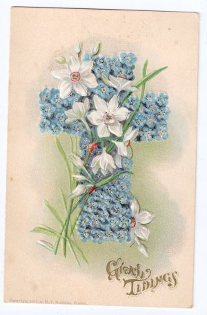 Flower Cross Embossed Vintage Easter Postcard Robbins 1907