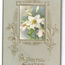 Lilies Arts & Crafts Embossed Gilt Vintage Easter Postcard