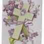 Cross Violets Embossed Silver Gilt Vintage Easter Postcard IAP