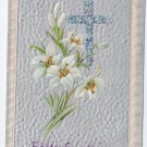 Cross Lilies Embossed Silver Gilt Vintage Easter Postcard