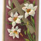 Lilies Gold Cross Embossed Vintage Easter Postcard