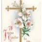 Gold Cross Lilies Wessler 1909 Embossed Vintage Easter Postcard