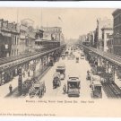 Bowery NY ca 1905 Elevated Rail Trolley Horse Carts UND Litho Vintage Postcard