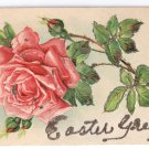 Easter Embossed Tinseled Rose Glitter Vintage Postcard