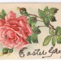 Easter Embossed Tinseled Rose Glitter Vintage Postcard