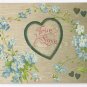 True Love Embossed Forget me nots Hearts 1908 Vintage Postcard