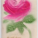 Embossed Airbrushed Rose 1907 Vintage Birthday Postcard