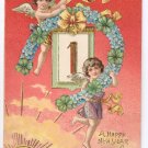 Cherubs Four leaf Clovers Forget me nots 1906 Vintage New Year Postcard