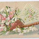 Embossed Snowdrops Fan Vintage Birthday Postcard ASB Germany