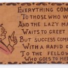 Vintage Leather Postcard Success Poem ca 1910