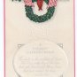 Patriotic Christmas Flag Holly Wreath Arts and Crafts Poem Postcard