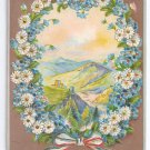 Best Wishes Embossed Daisies Gilt Vintage Patriotic Postcard
