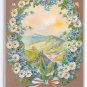 Best Wishes Embossed Daisies Gilt Vintage Patriotic Postcard