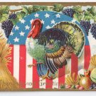 Turkey with Flag Vintage Patriotic Thanksgiving Postcard