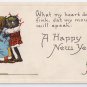 Black Americana Children Kissing Vintage Bergman new Year Postcard 1913