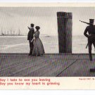 Soldier Leaves Girl 1907 Theo Eismann Patriotic Romantic Postcard