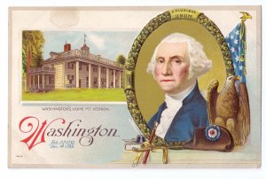 George Washington Mt. Vernon Eagle Embossed Vintage Patriotic Postcard