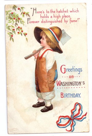 Clapsaddle Washington's Birthday Embossed Vintage Patriotic Postcard