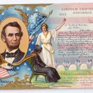 Lincoln Centennial 1908 Vintage Patriotic Postcard Lincoln's Birthday