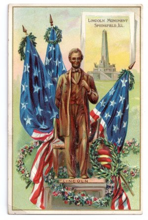 Lincoln Monument Springfield IL Tuck Vintage Patriotic Postcard