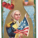George Washington Hatchet Flag Embossed Vintage Patriotic Postcard